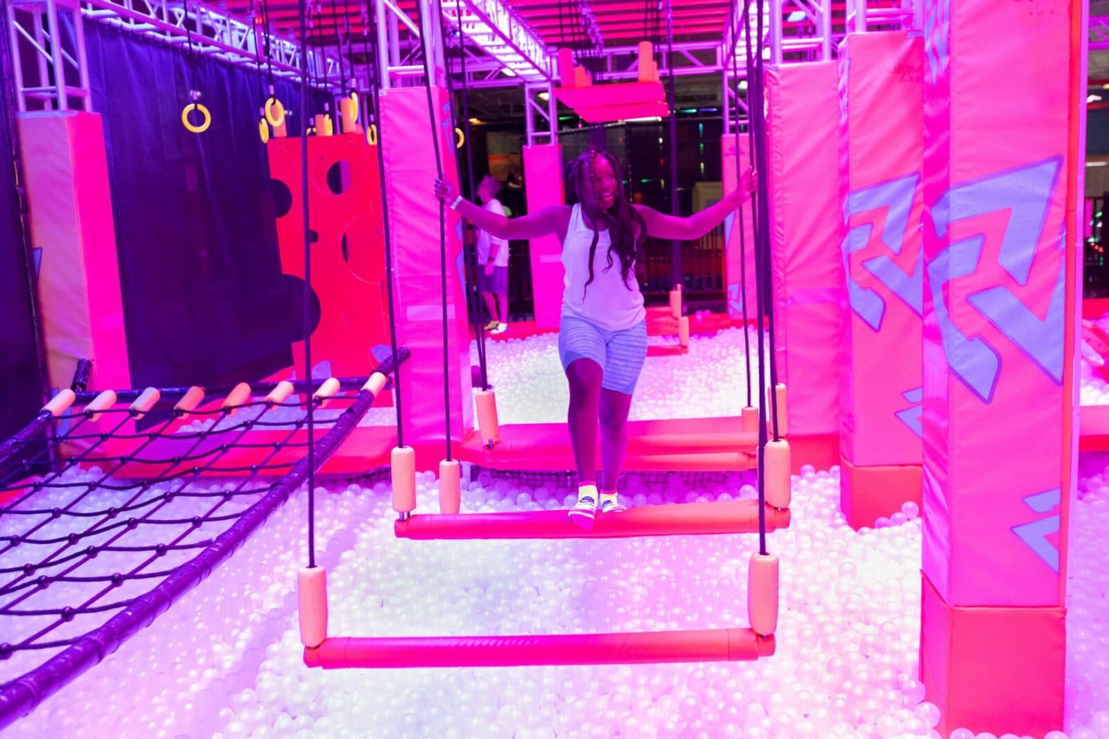 Kids enjoying trampoline park attractions