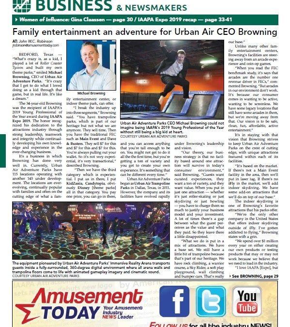 Amusement Today Magazine Features CEO Michael Browning