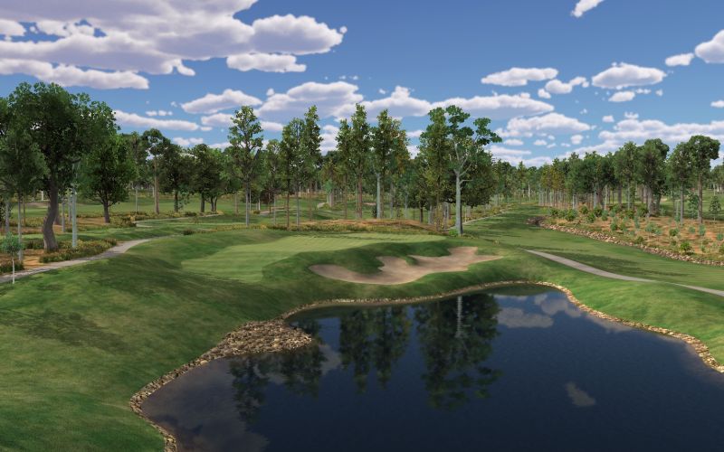 virtual golf simulator course scene