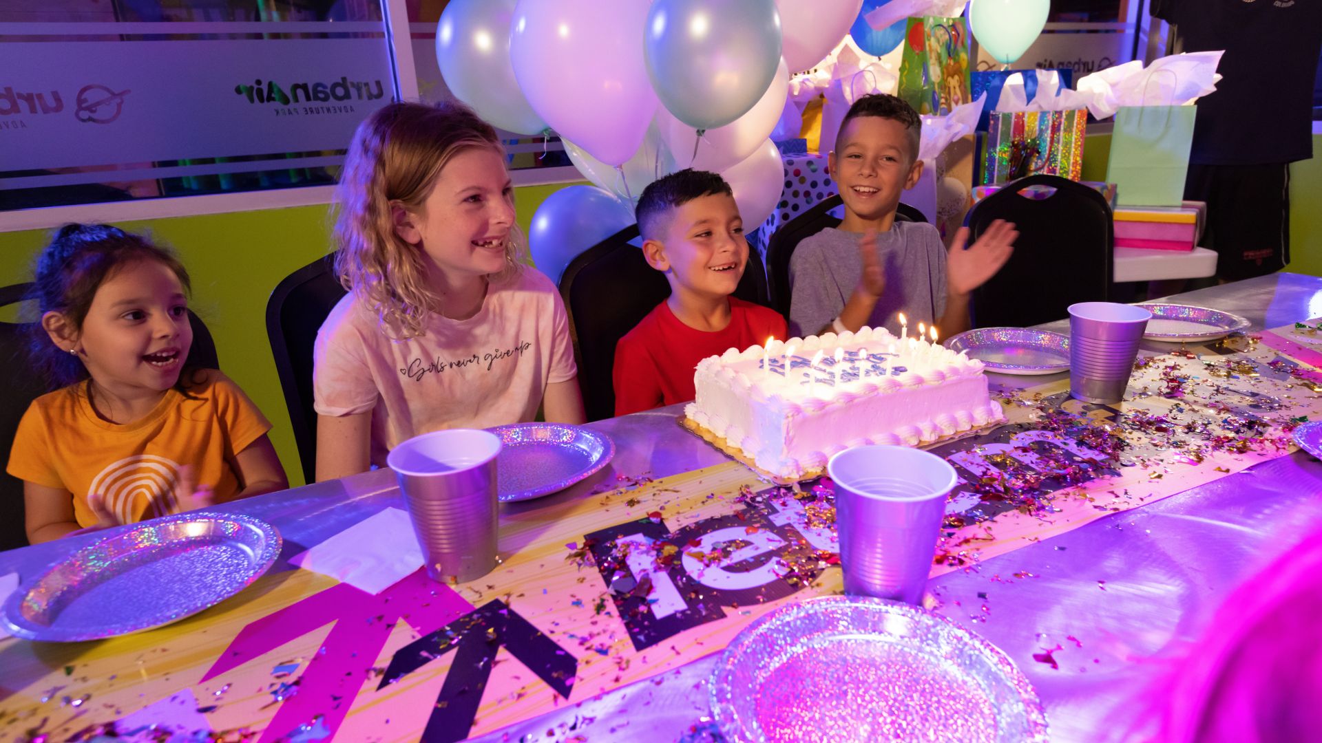 kids having fun at an urban air birthday party