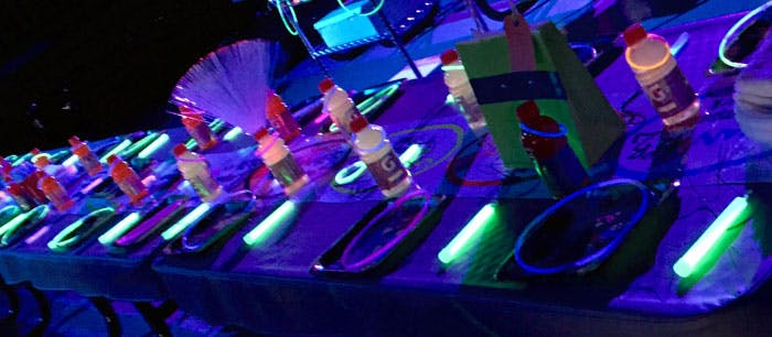 neon birthday party decor
